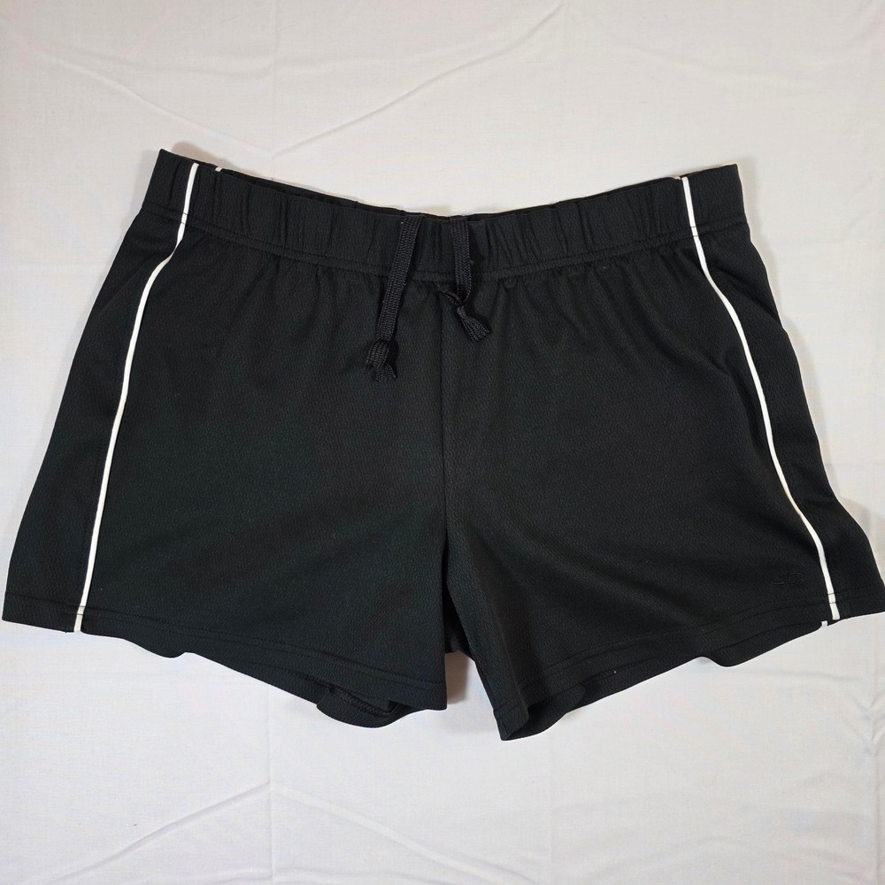 C9 by Champion Womens Black Mesh Athletic Shorts White Piping Size M